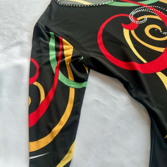Valentina Black Midi Dress with Red, Yellow & Green Swirl Print - Picture 8 of 9